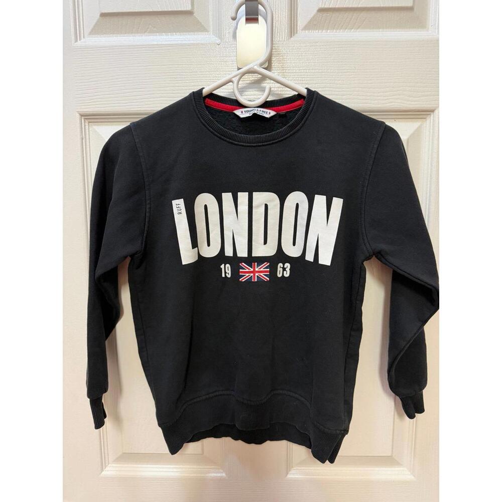 Kids London Crewneck Sweatshirt Black Young & Free Size 10 YRS